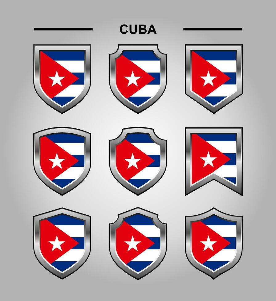 Cuba nacional emblemas bandeira e luxo escudo vetor