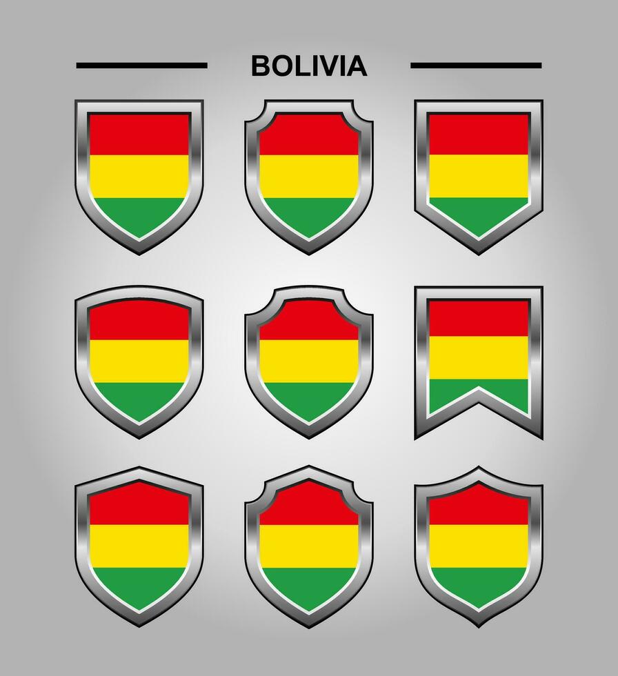 Bolívia nacional emblemas bandeira e luxo escudo vetor