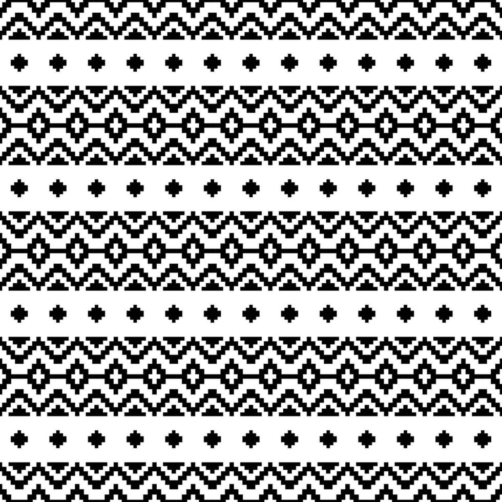 étnico desatado listra padronizar. abstrato geométrico tribal pixel estilo. Preto e branco cores. Projeto para têxtil modelo e impressão tecido. vetor