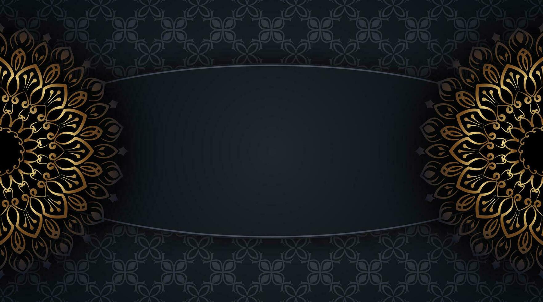 Preto fundo com ornamental mandala vetor