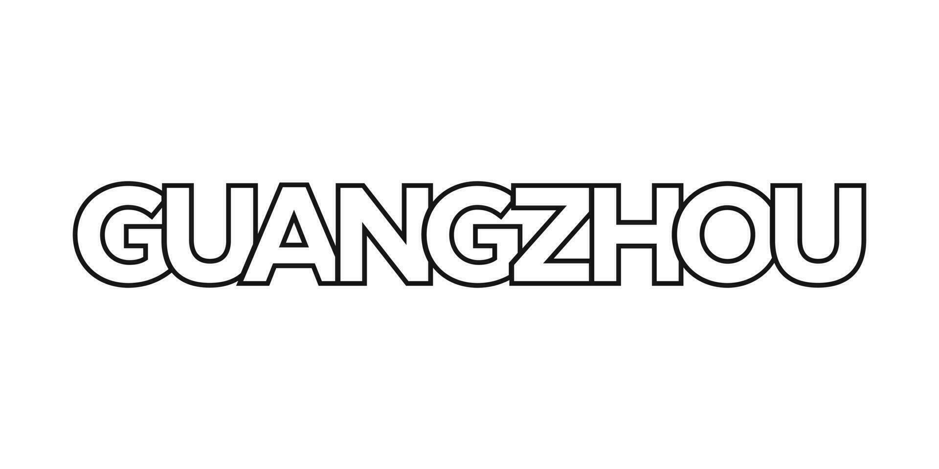 Guangzhou dentro a China emblema. a Projeto características uma geométrico estilo, vetor ilustração com negrito tipografia dentro uma moderno Fonte. a gráfico slogan rotulação.
