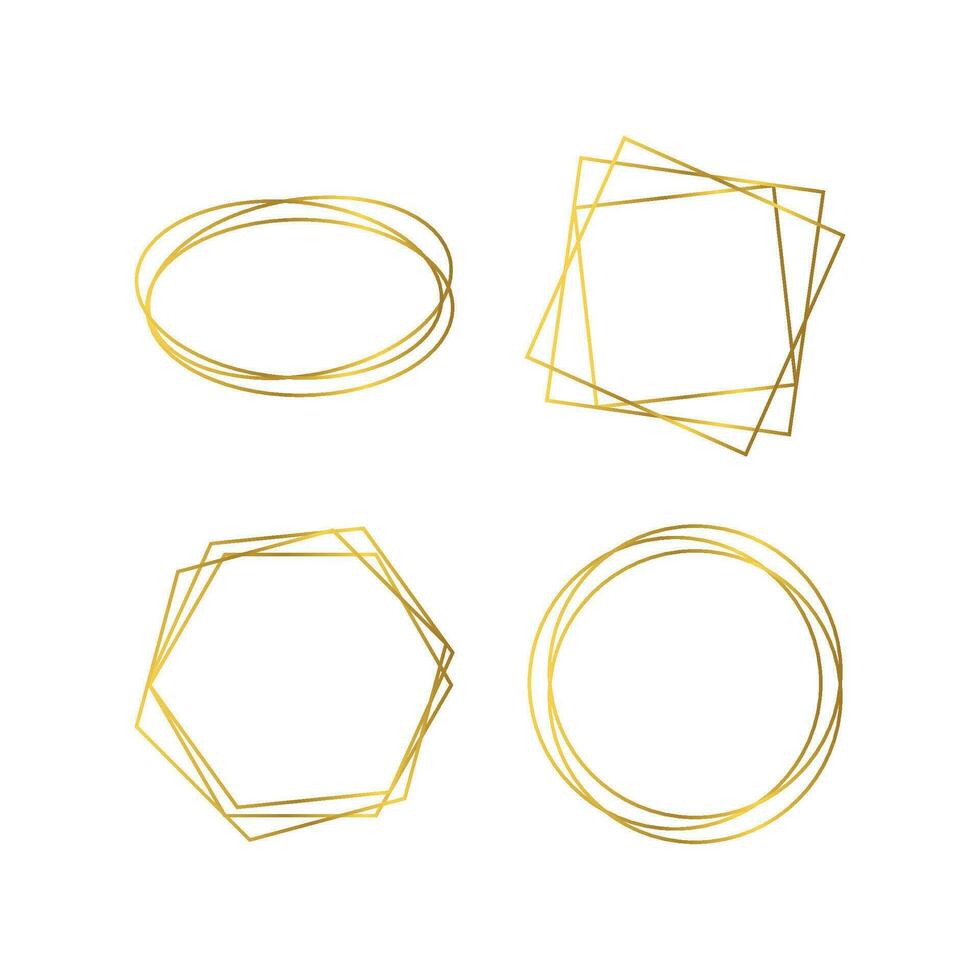 moldura poligonal geométrica dourada vetor