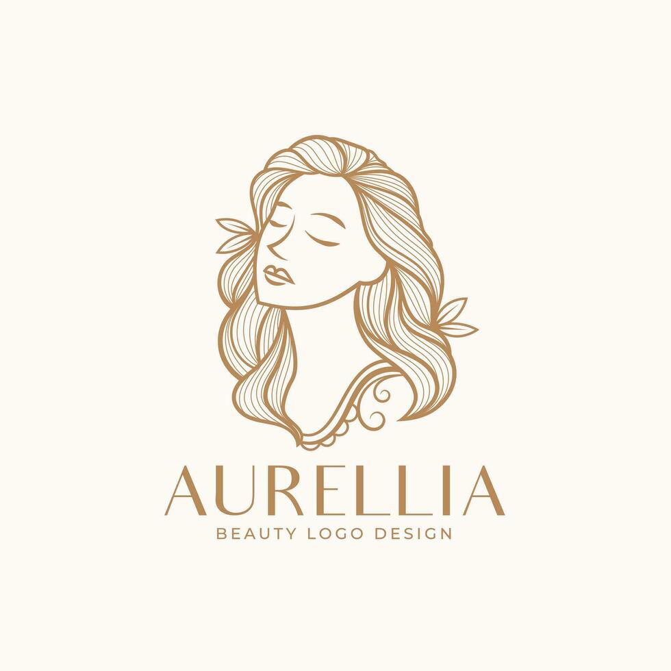 feminino linha arte beleza mulher logotipo vetor