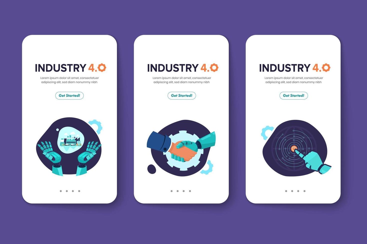 cartão indústria 4.0 com braço robótico revolução industrial inteligente vetor