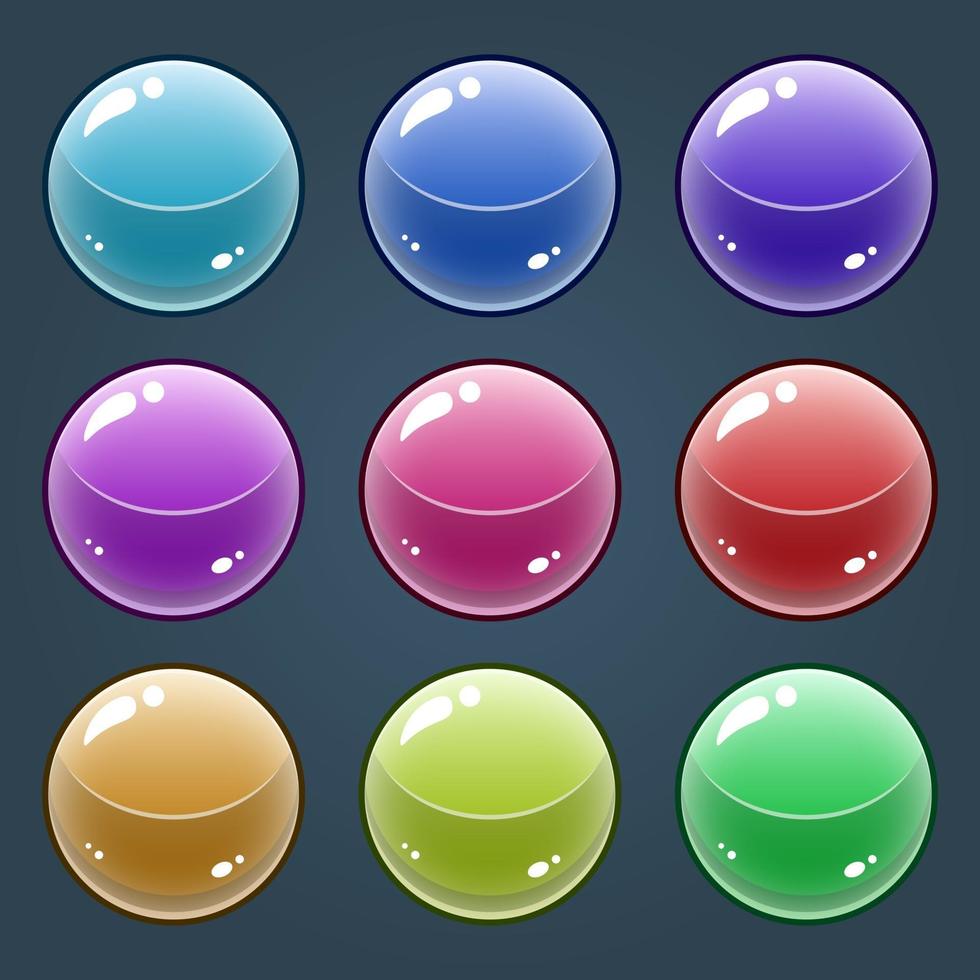 ícone de jogo de mármore brilhante e interface de fundo do botão gui vetor