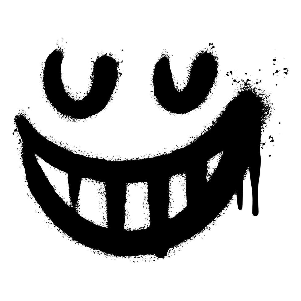 spray pintado grafite sorridente face emoticon isolado em branco fundo. vetor