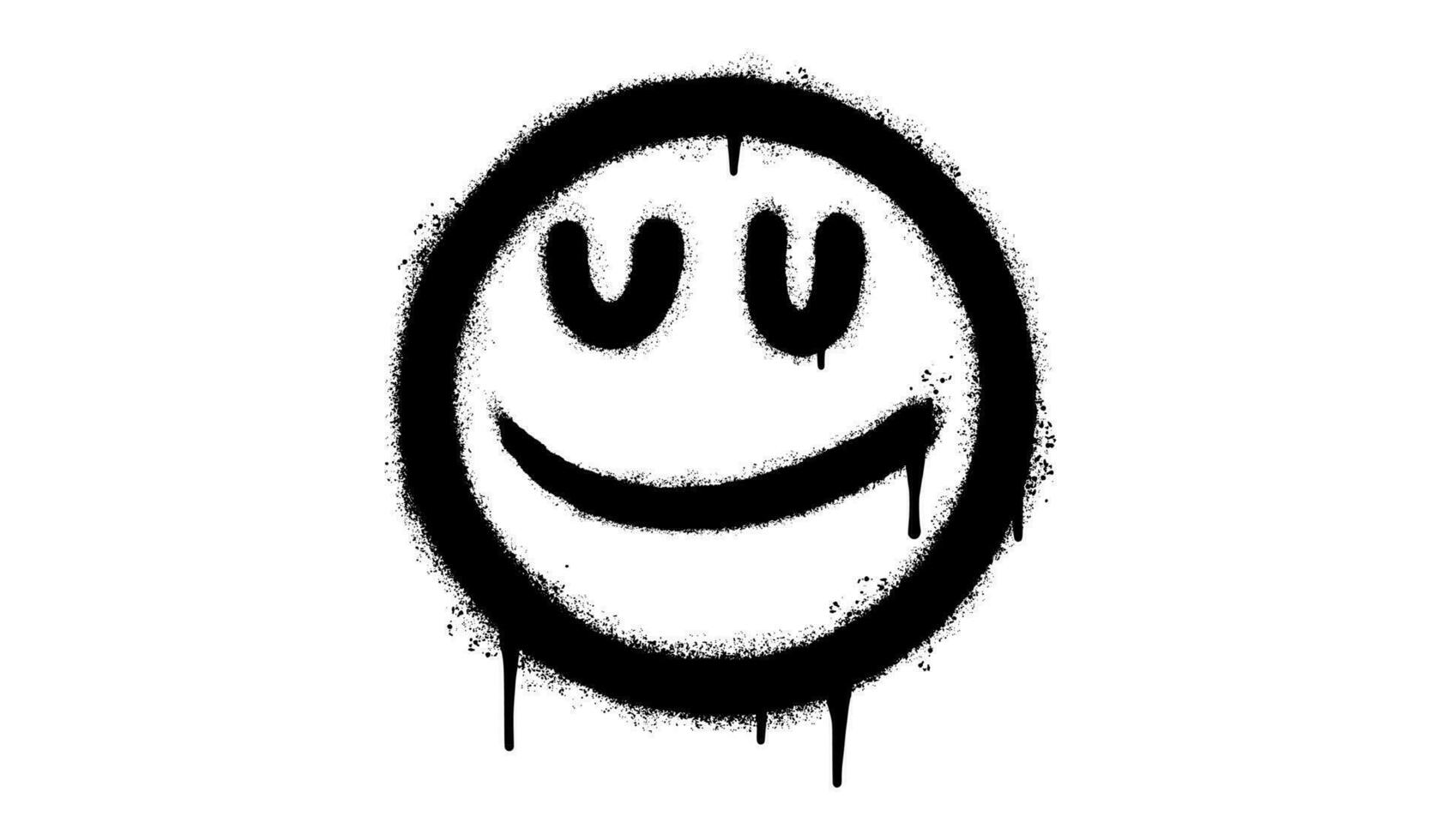 spray pintado grafite sorridente face emoticon isolado em branco fundo. vetor