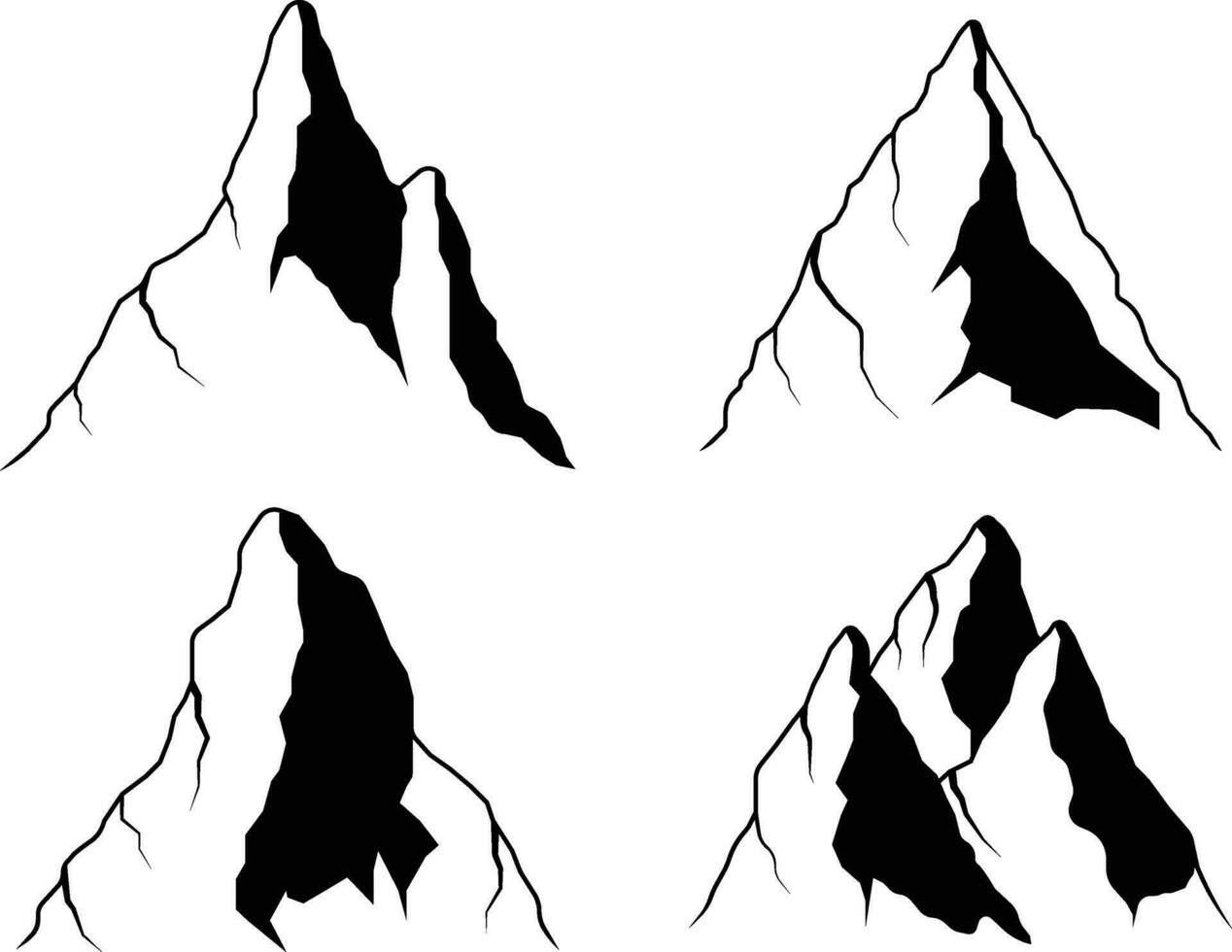 rochoso montanha ícone forma. vetor ilustração definir.