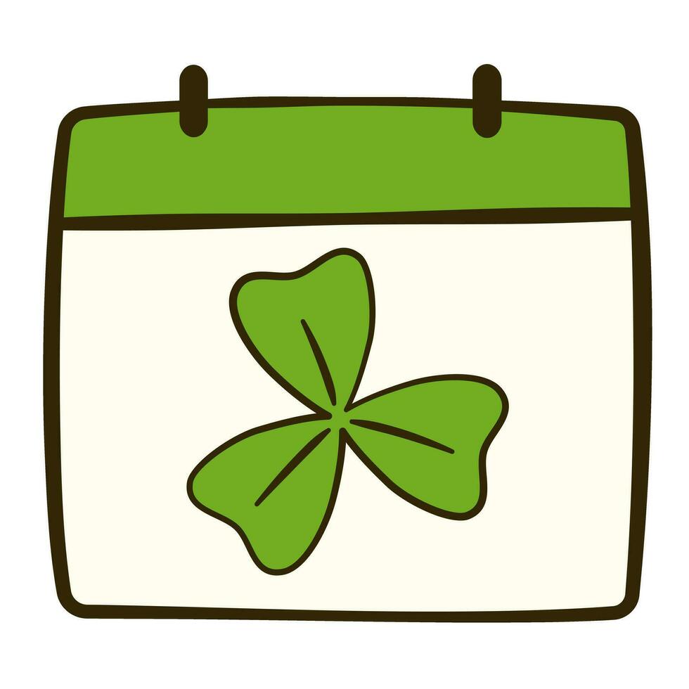 calendário com trevo. st. patrick's dia. plano ícone vetor