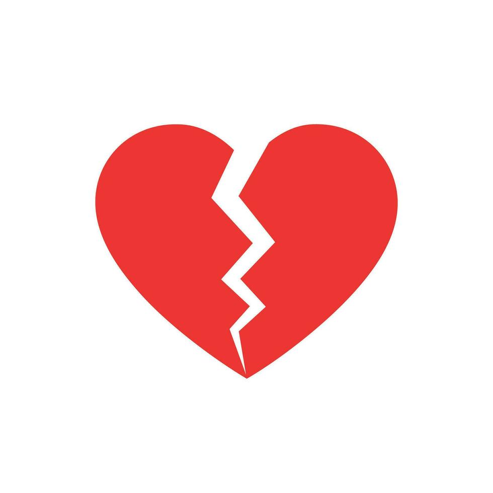 vermelho quebrado coração. coração plano ícone para apps e sites. quebrado coração vetor