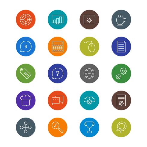 Conjunto de vetor SEO Search Engine Optimization Icons