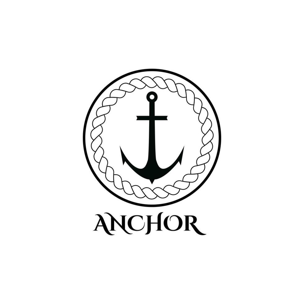 âncora logotipo modelo com corda ciclo vetor