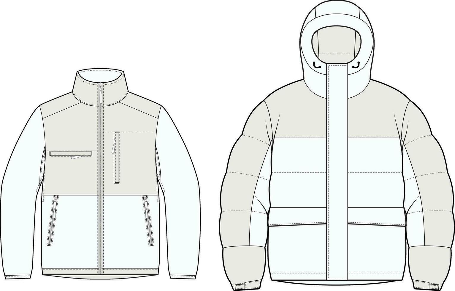 inverno jaquetas vetor ilustração Projeto frente Visão técnico moda modelo