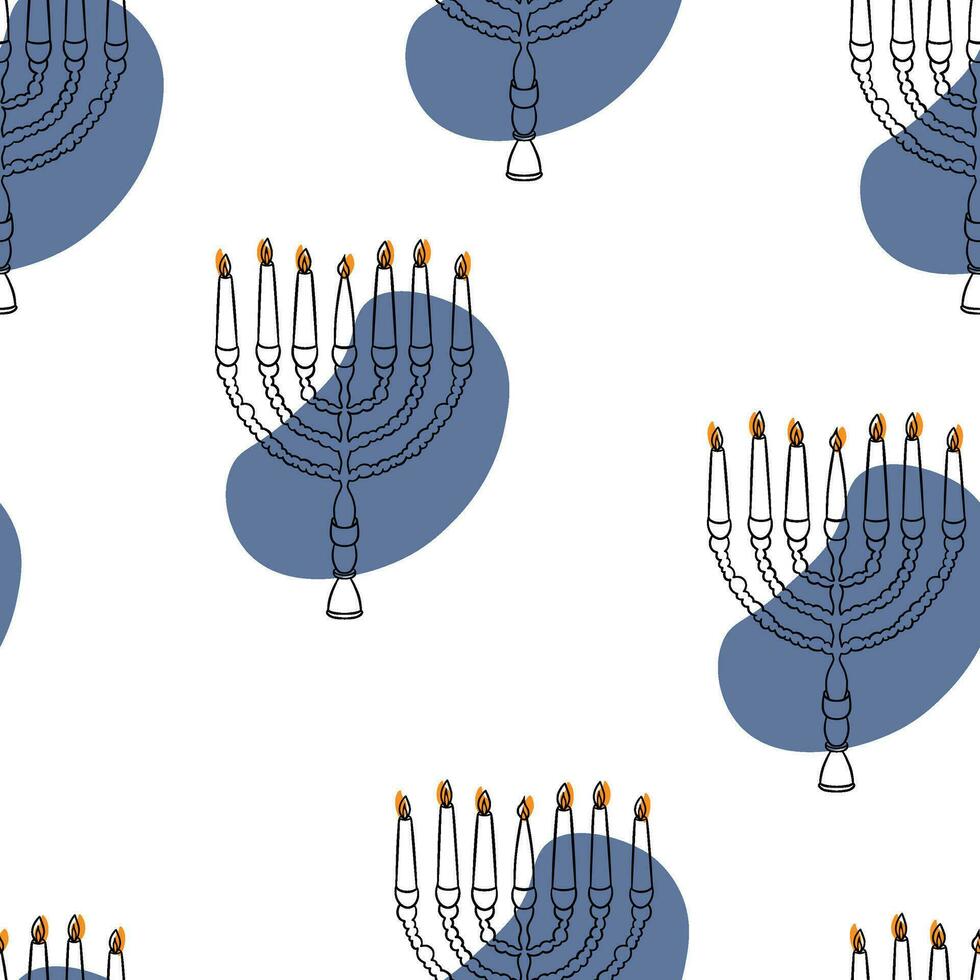 desatado padronizar rabisco menorá. vela. castiçal. judaico Novo ano. hanukkah vetor