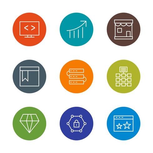 Conjunto de vetor SEO Search Engine Optimization Icons