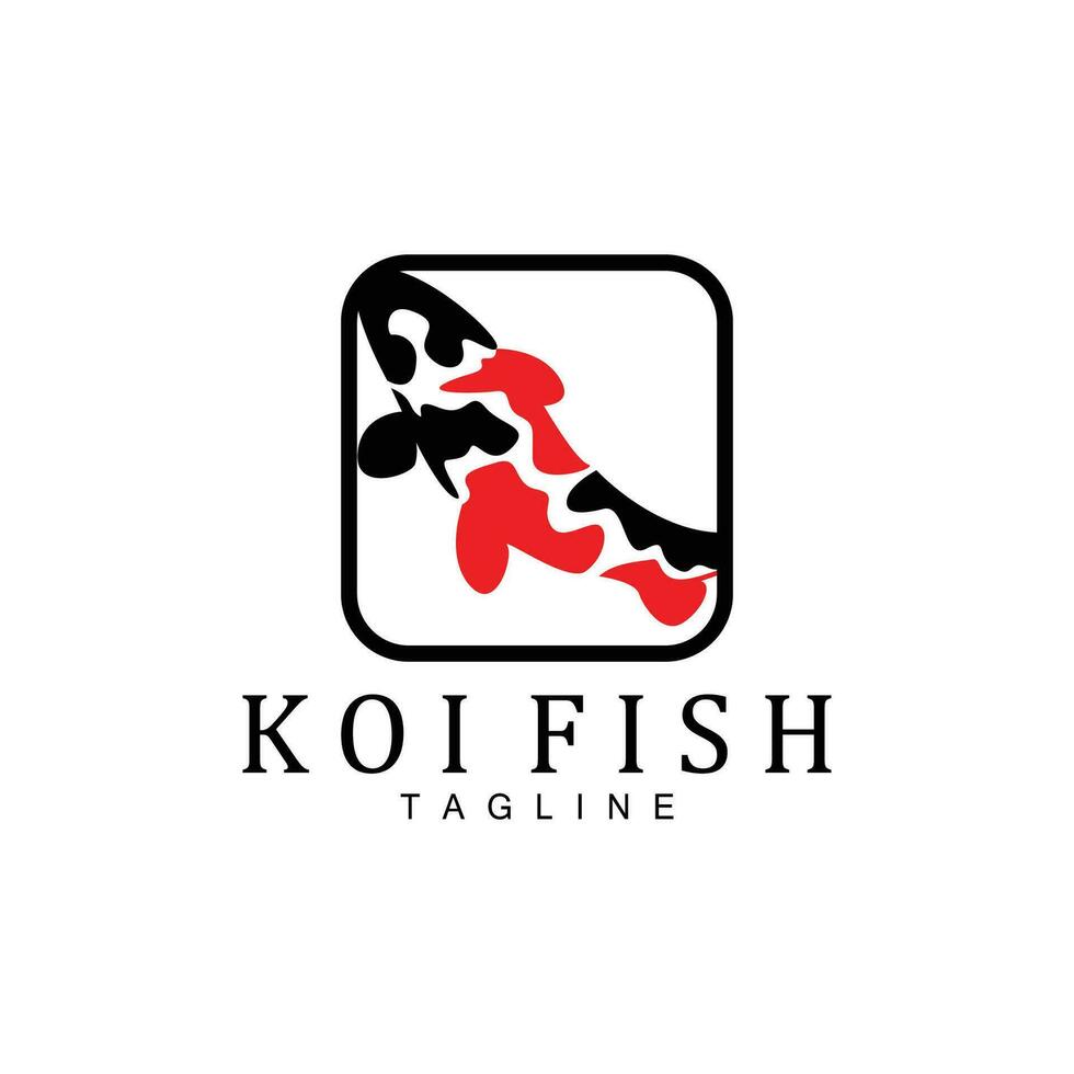 design de logotipo de peixe koi, vetor de peixe ornamental chinês de sorte e triunfo, ícone de peixe dourado da marca da empresa