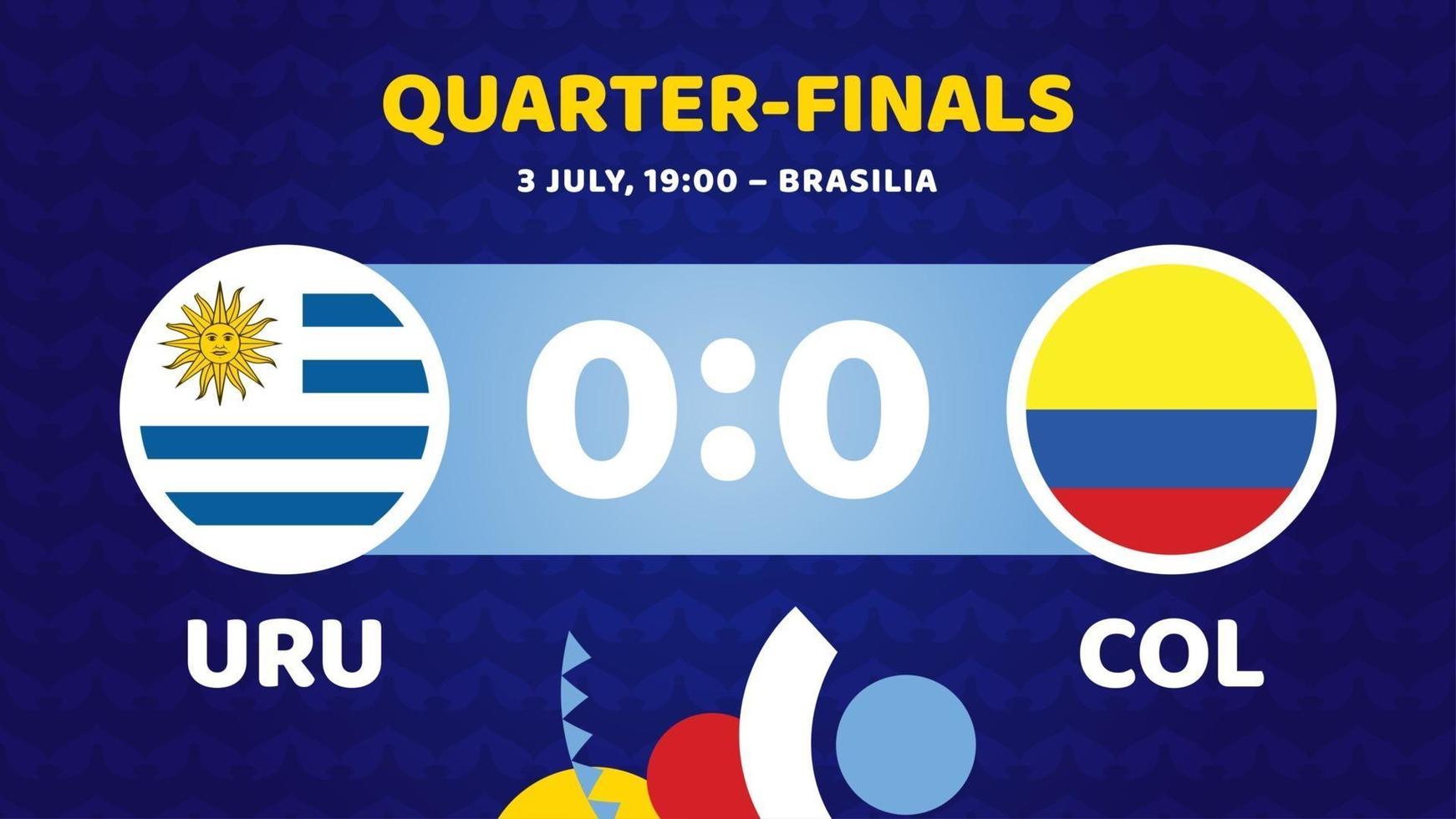 jogo uruguai vs colômbia jogo ilustração vetorial futebol 2021 campeonato vetor