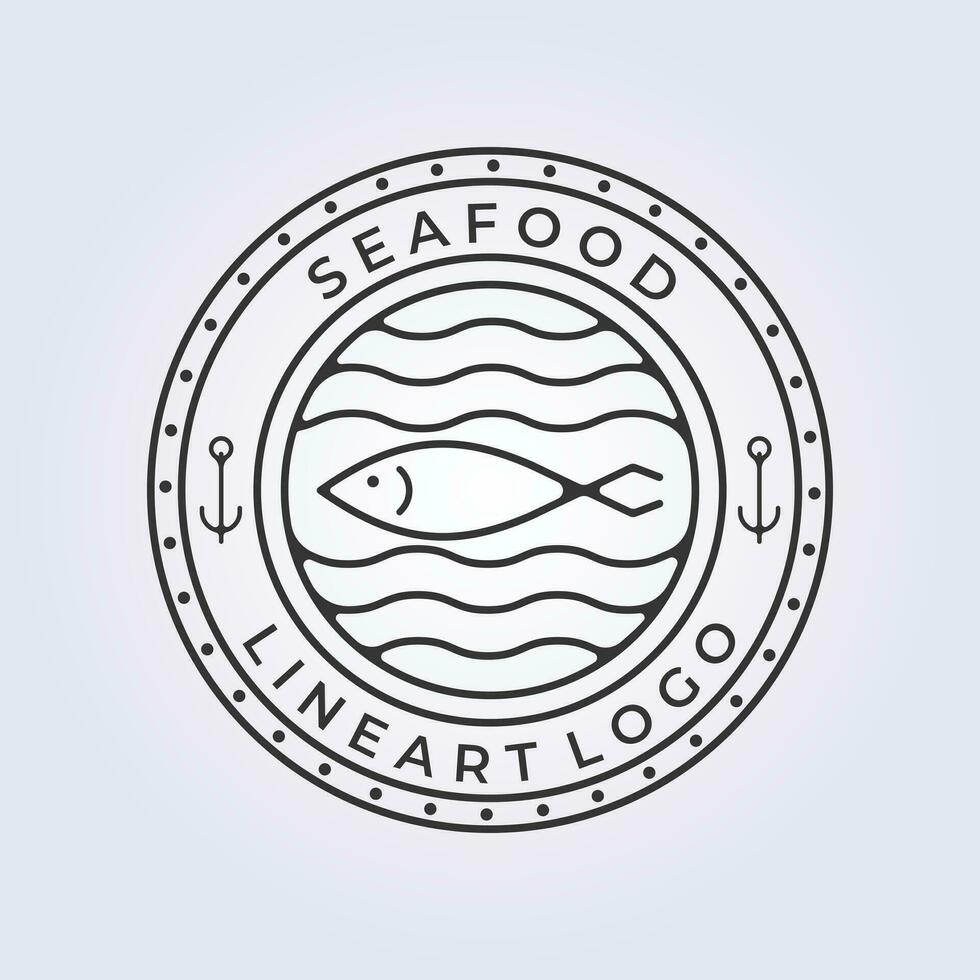 frutos do mar peixe logotipo linha arte ícone símbolo placa modelo fundo vetor ilustração Projeto