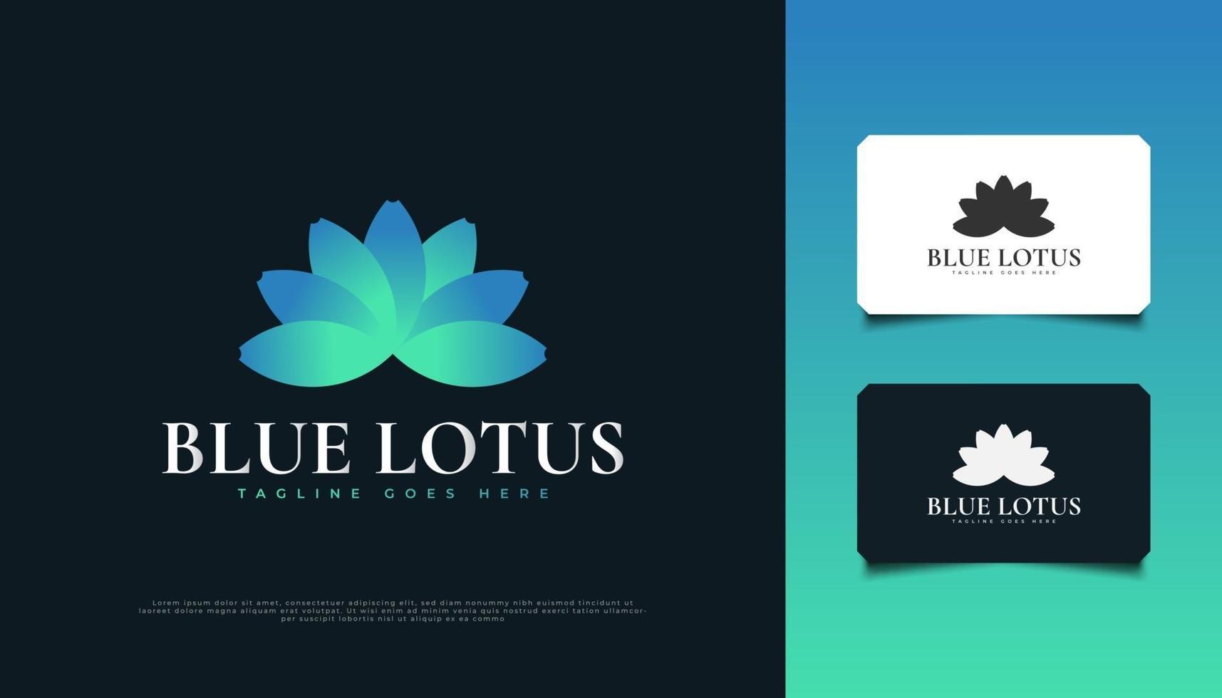 elegante design de logotipo de flor de lótus azul, adequado para spa, beleza, floristas, resort ou identidade de produto cosmético vetor