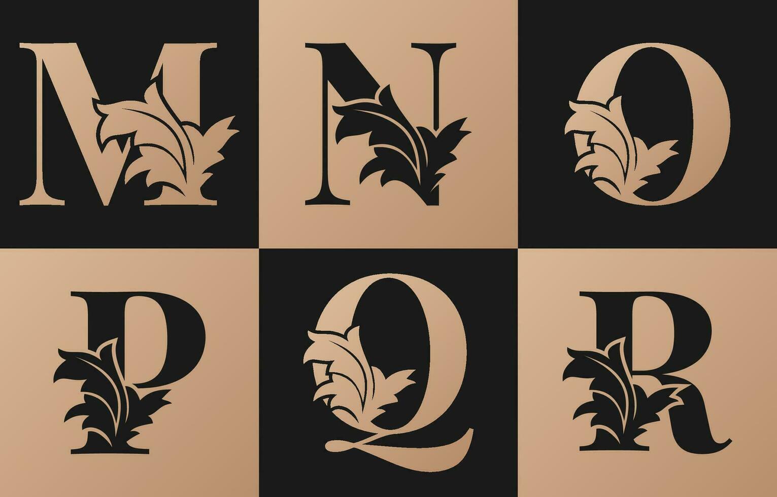 conjunto do vintage alfabeto floral decoração vetor