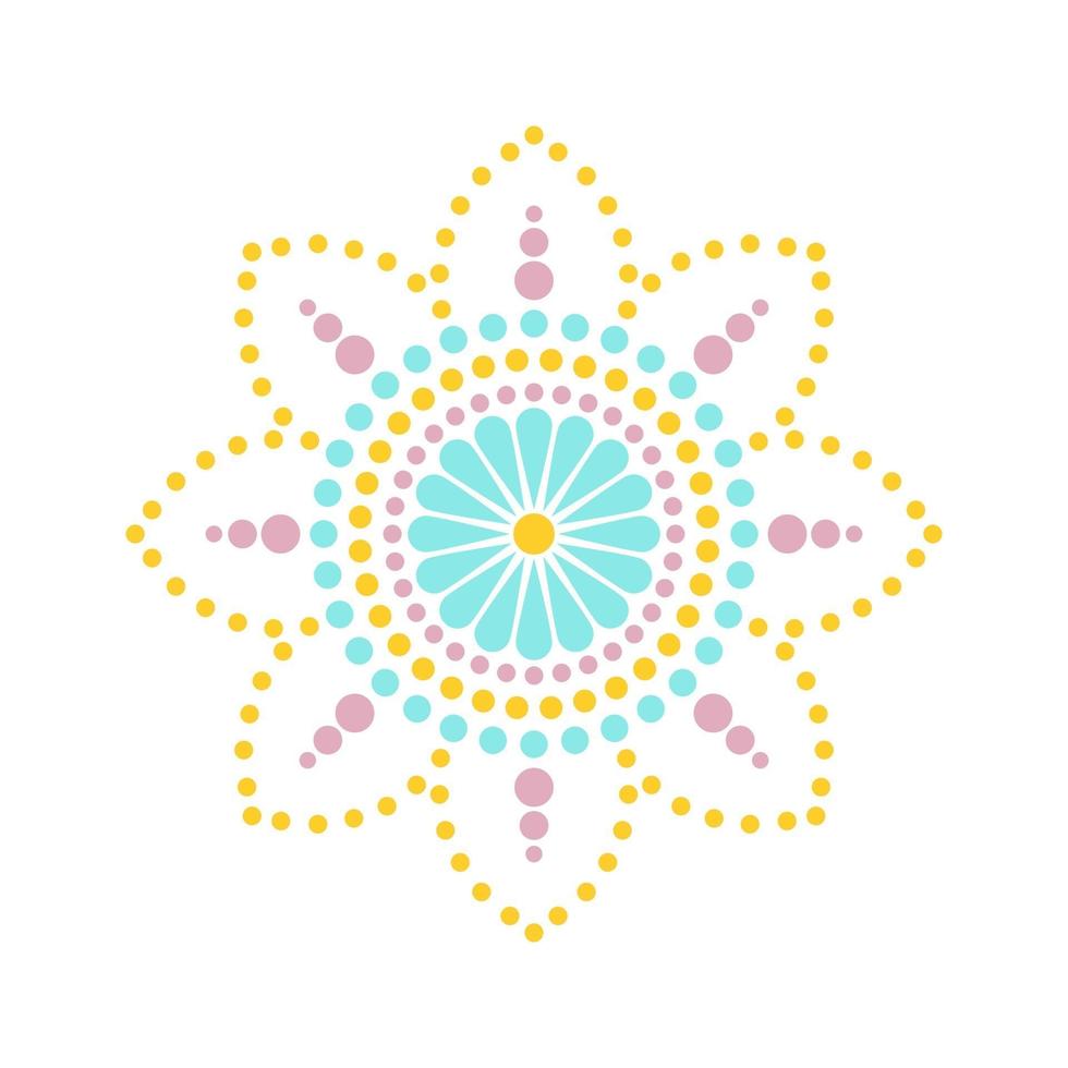 mandalas de pintura de pontos. estilo aborígine de pintura de pontos e poder da mandala. flor decorativa vetor