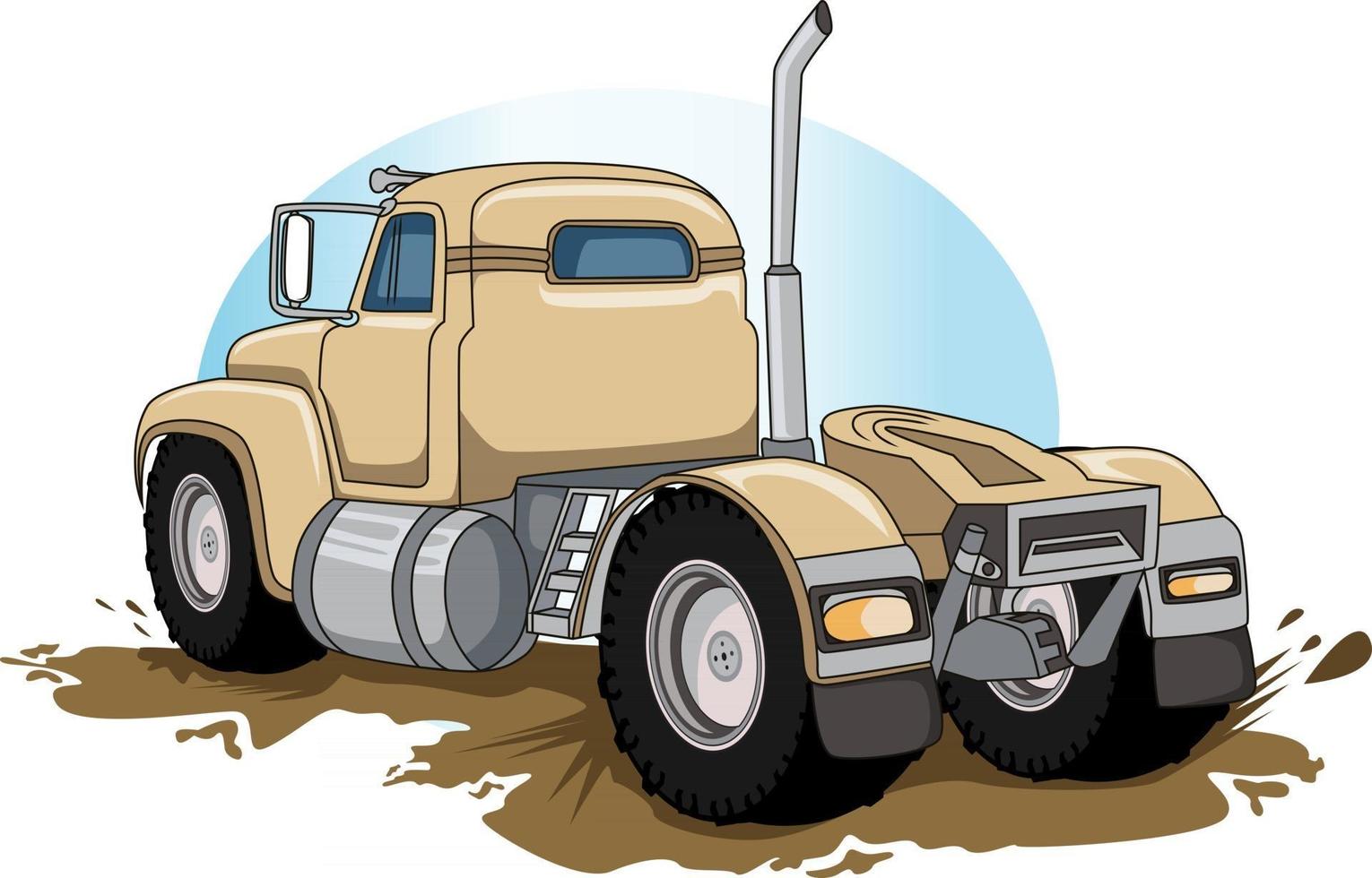 desenho de mão de caminhão semi-grande velho vetor