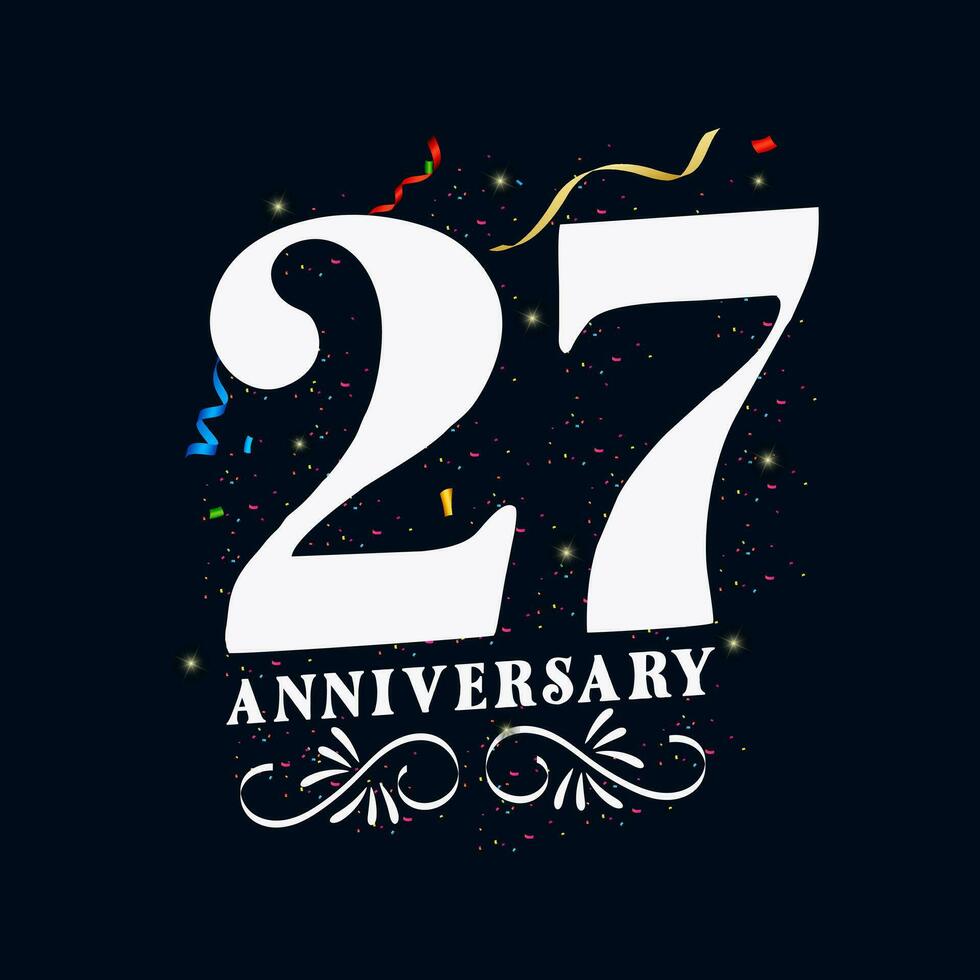 27 aniversário luxuoso dourado cor 27 anos aniversário celebração logotipo Projeto modelo vetor