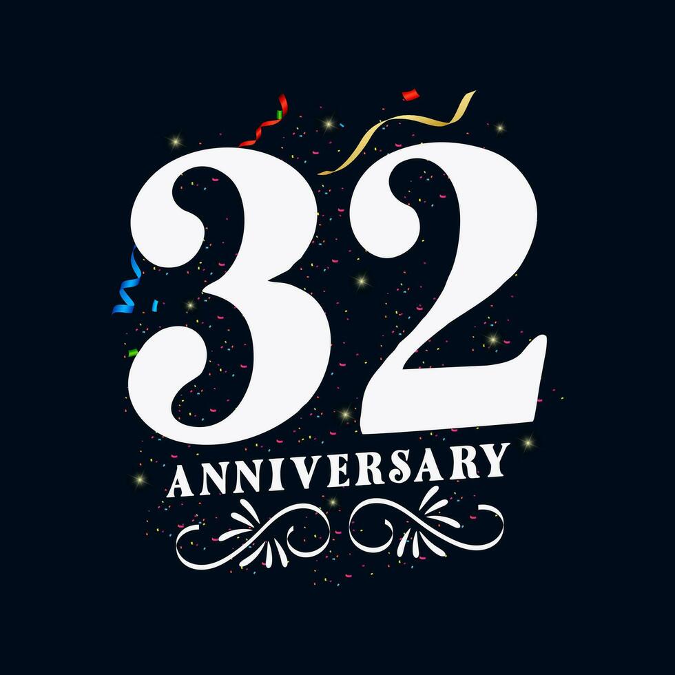 32 aniversário luxuoso dourado cor 32 anos aniversário celebração logotipo Projeto modelo vetor