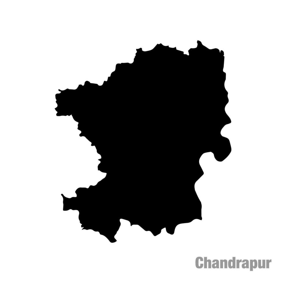 chandrapur distância dentro Preto cor. chandrapur é uma distrito do maharashtra. vetor