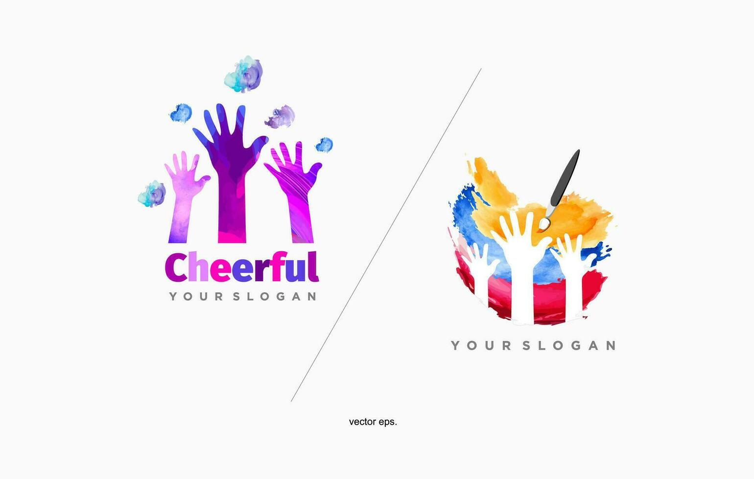 dois logotipos para alegre e alegre vetor