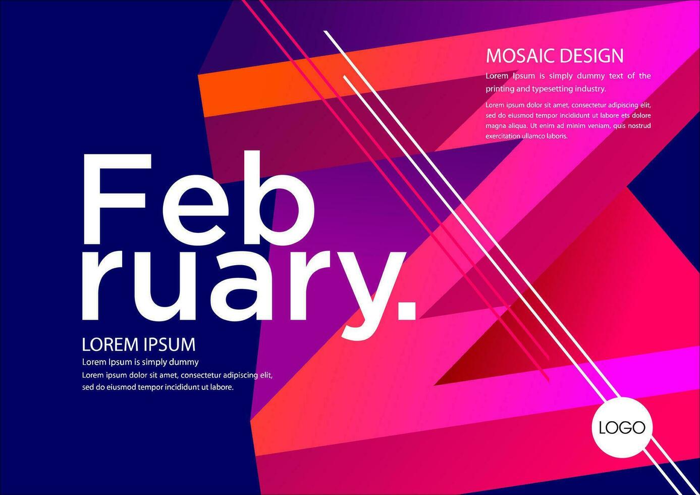 fevereiro calendário modelo com geométrico formas vetor