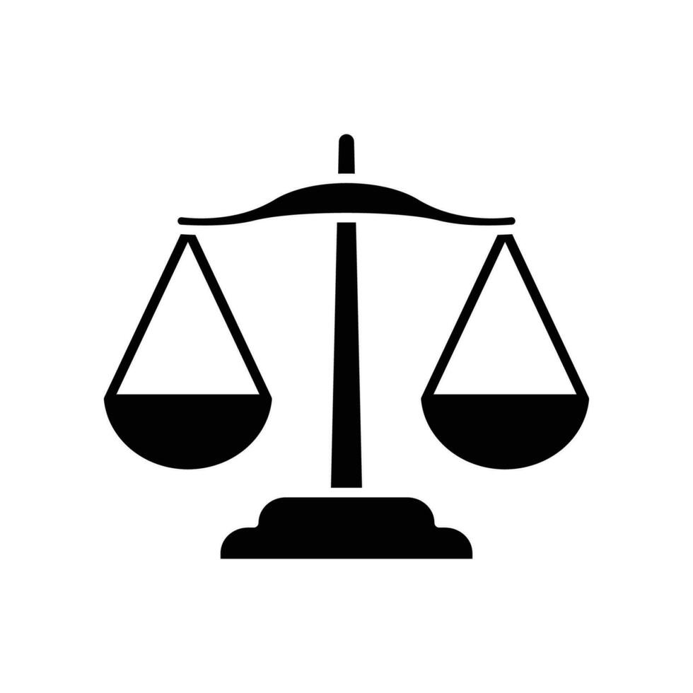 Saldo advogado ícone. lei empresa logotipo escala. equilíbrio escala equilíbrio, justiça símbolo para rede local ou Móvel aplicativo. sólido estilo. vetor ilustração. Projeto em branco fundo. eps 10