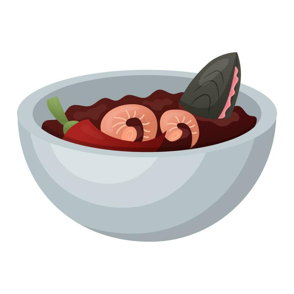 picante tom inhame sopa. vetor ilustração.