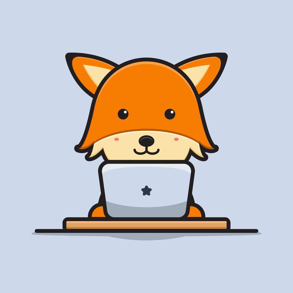 Ilustração de ícone de vetor de desenho animado de raposa fofa