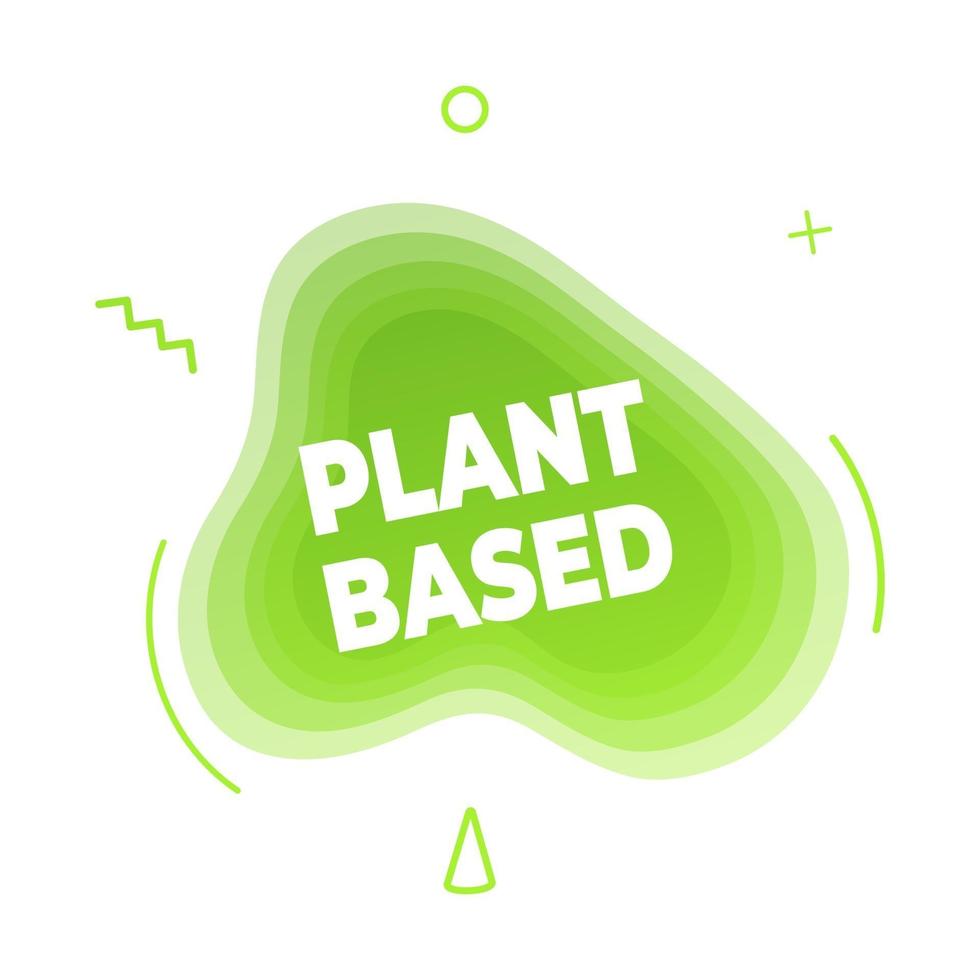 planta com base vegan dieta ícone sinal com líquido moderno elementos abstratos gradiente gráfico estilo plano design fluido ilustração vetorial. vegan, logotipo de símbolo adequado vegetariano com texto de nuvem verde. vetor