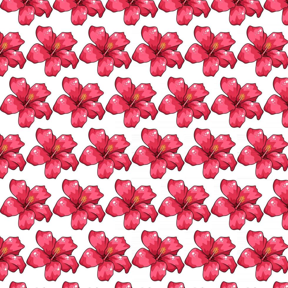 padrão tropical com flores exóticas em estilo cartoon vetor