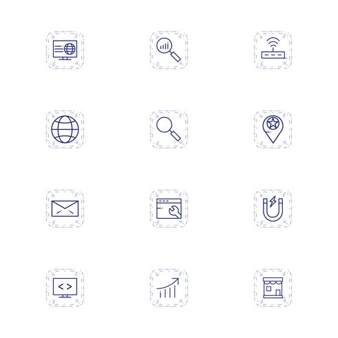 Conjunto de vetor SEO Search Engine Optimization Icons