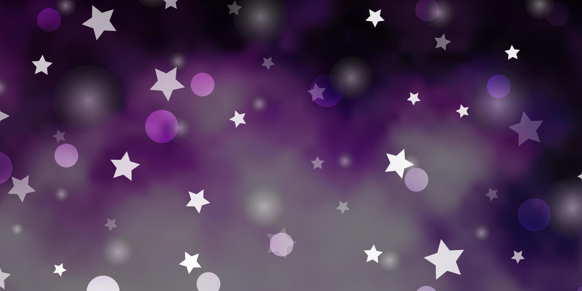 textura vector roxo claro com círculos, estrelas.