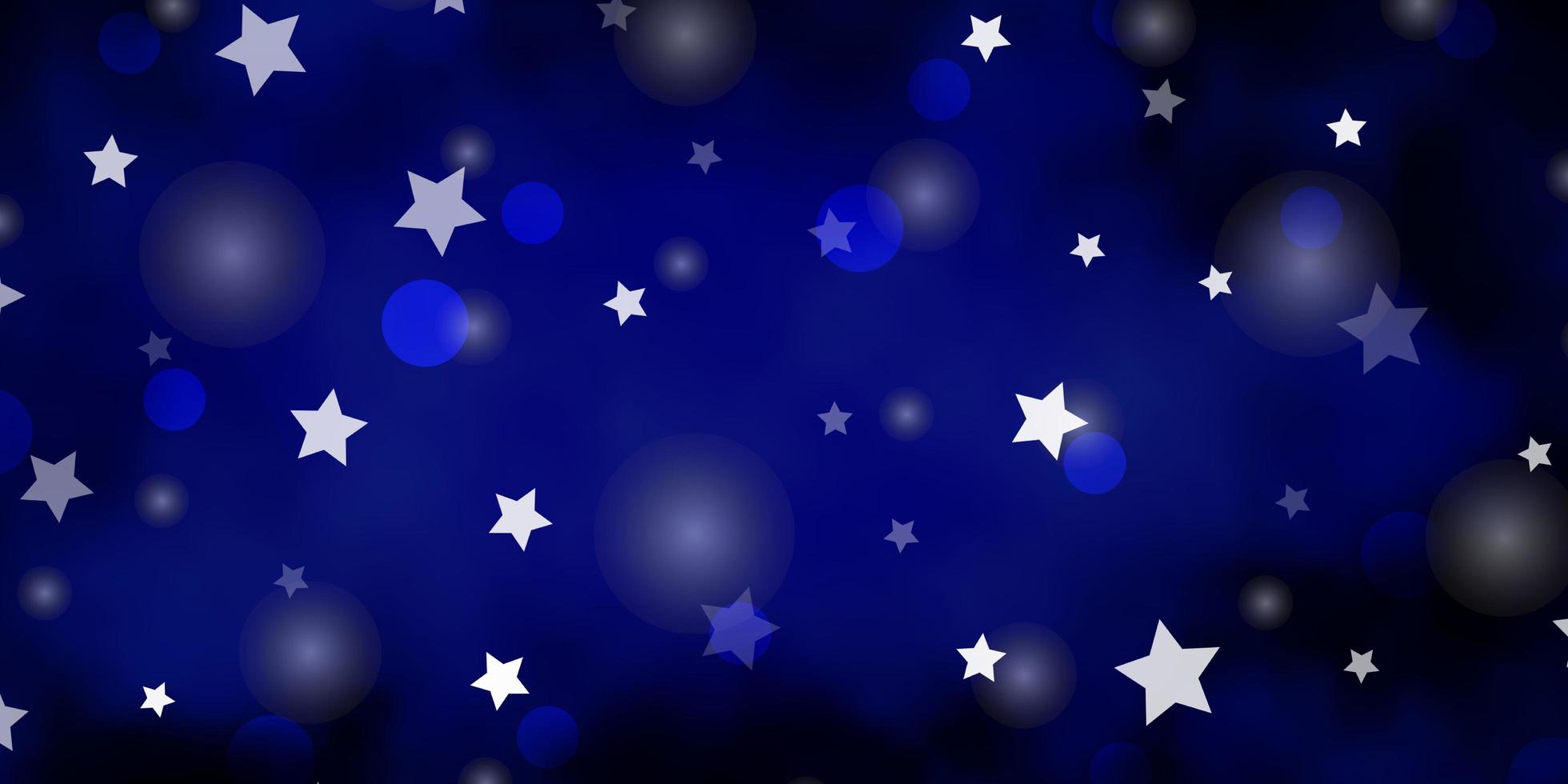 textura vector azul escuro com círculos, estrelas.