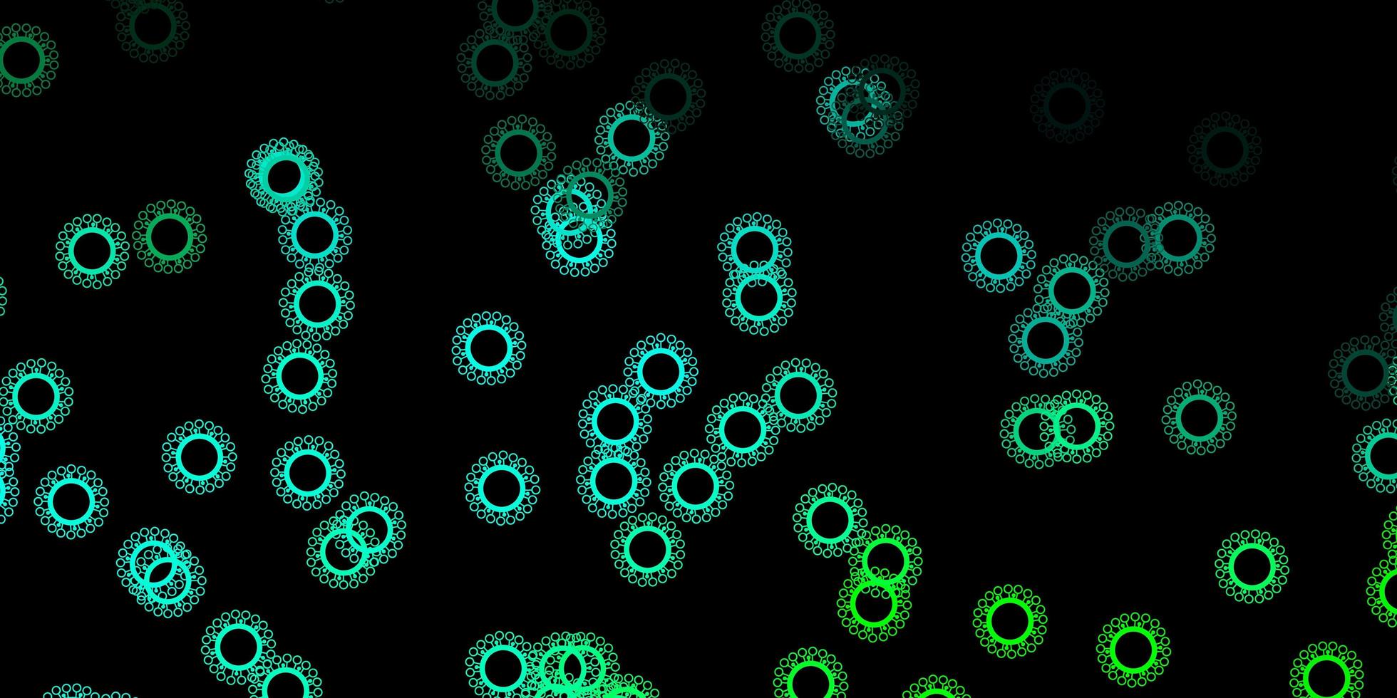 pano de fundo vector verde escuro com símbolos de vírus.