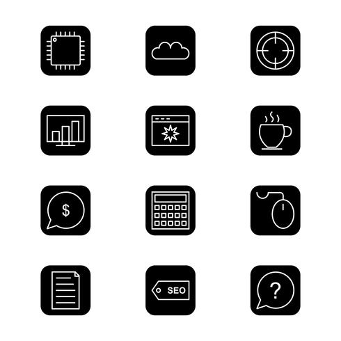 Conjunto de vetor SEO Search Engine Optimization Icons