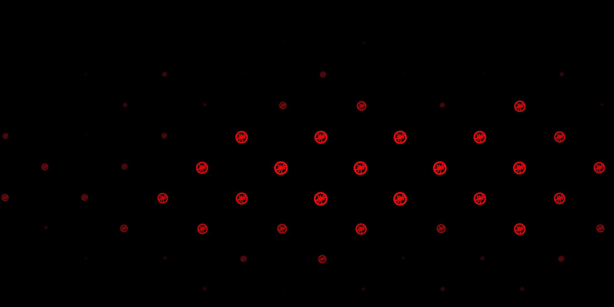 padrão de vetor vermelho escuro com elementos de coronavírus.