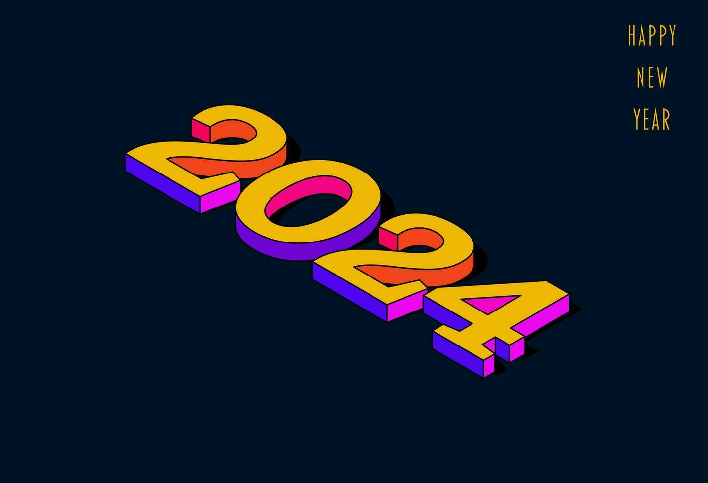 2024 feliz Novo ano. modelo com colorida carta logotipo para calendário, poster, folheto, bandeira. vetor