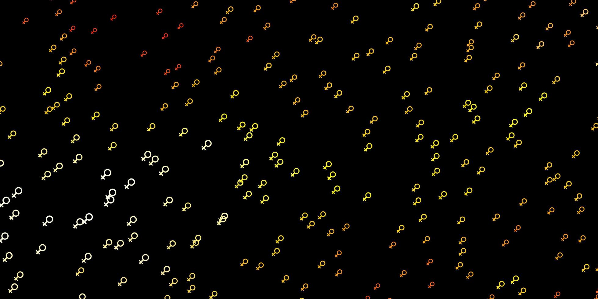 padrão de vetor laranja escuro com elementos do feminismo.