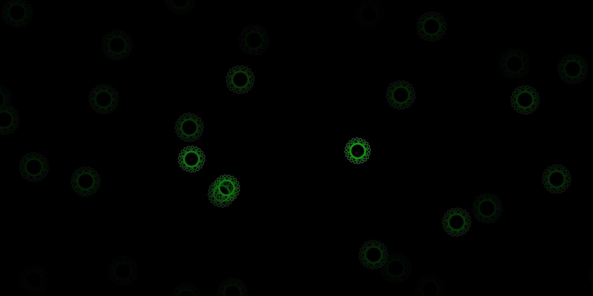 pano de fundo vector verde escuro com símbolos de vírus.