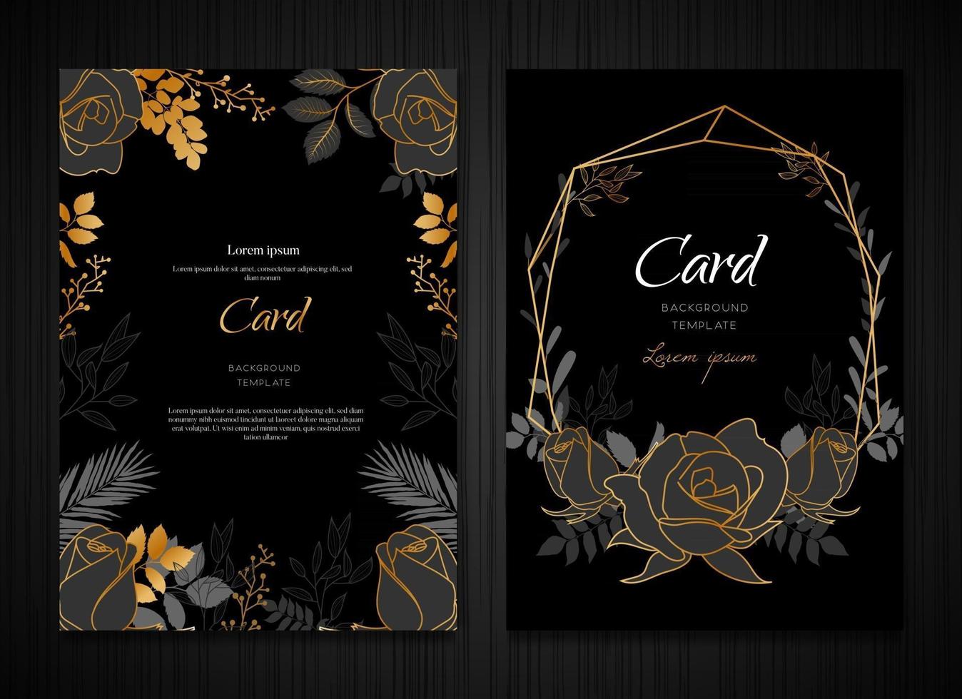 modelo de cartão de casamento ouro floral escuro vetor
