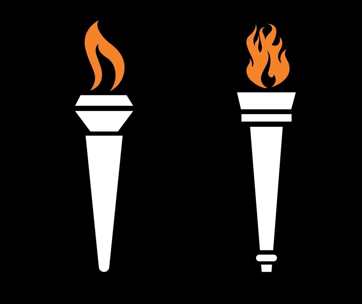 desenho da ilustração do jogo da tocha flamejando com chamas com fundo preto vetor