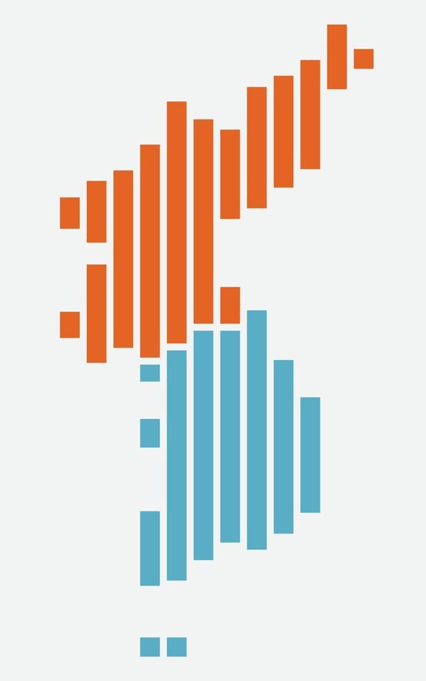 simplicidade geometria abstrata moderna mapa da Coréia do Norte e do Sul. vetor