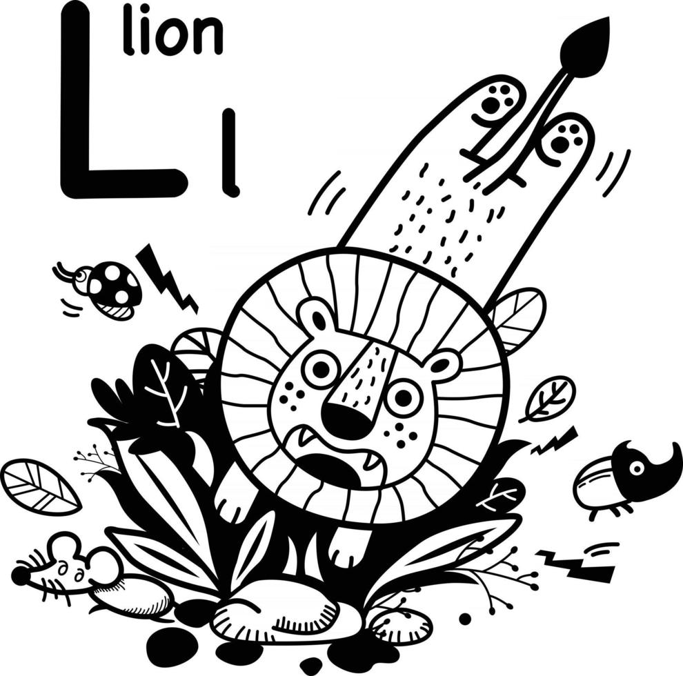 ilustração de l-leão desenhado à mão. vetor