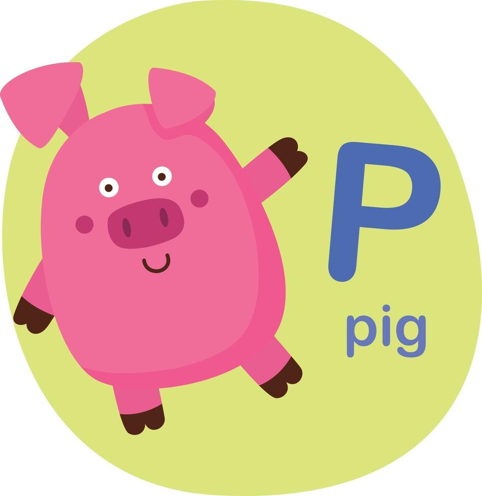 ilustração em vetor letra p-porco isolada